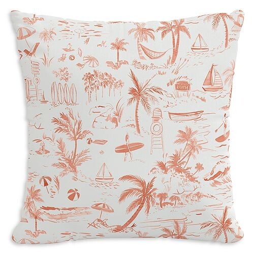 

Подушка для улицы The Beach Toile кораллового цвета, 18 x 18 дюймов Cloth & Company, цвет Orange