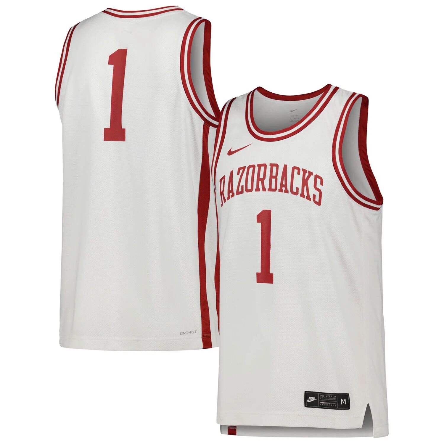 

Мужская белая баскетбольная майка Nike #1 Arkansas Razorbacks Replica