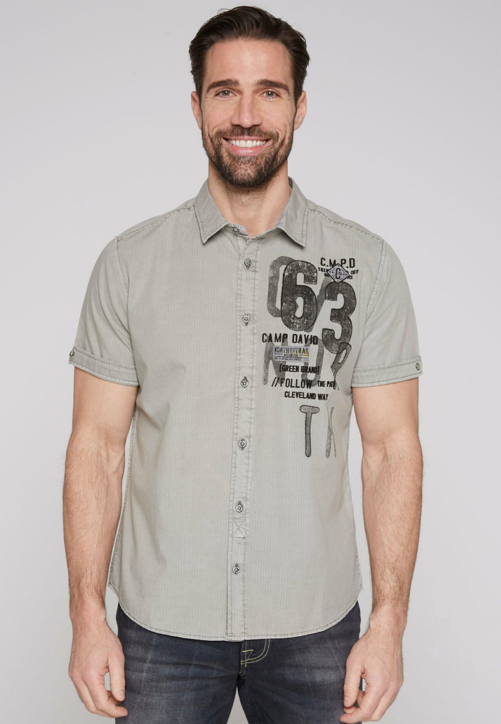 Рубашка MIT ARTWORKS Camp David, цвет polo grey рубашка mit klappentaschen camp david цвет light grey bleached