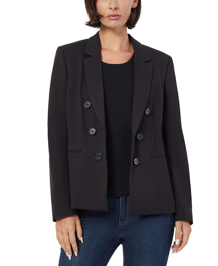 Женская компрессионная двубортная куртка из искусственной кожи Jones New York, черный женский двубортный блейзер классический пиджак 2021 верхний размер пиджак с металлическими кнопками в форме льва s 4xl