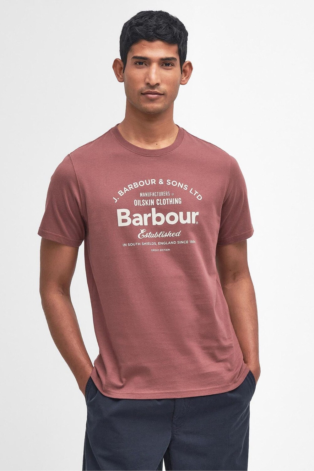

Футболка с рисунком Brairton из 100% хлопка Barbour, коричневый