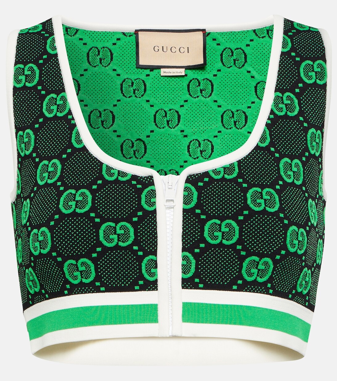

Жаккардовый укороченный топ с узором GG GUCCI, зеленый