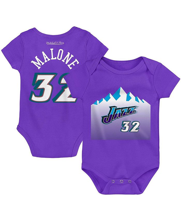 Боди Karl Malone Purple Utah Jazz для новорожденных, классическое имя и номер Mitchell & Ness, фиолетовый