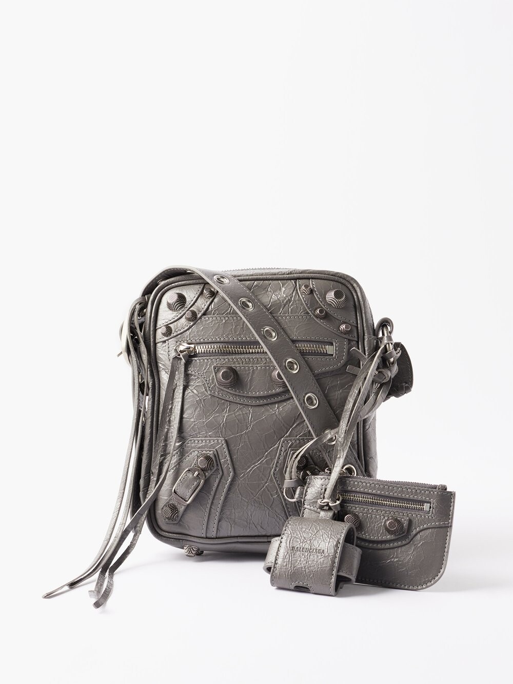 

Сумка через плечо le cagole из жатой кожи Balenciaga, серый