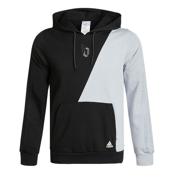 Толстовка Adidas Dame Vis Hood Casual Sports Colorblock Hooded Pullover Black Gray, серый