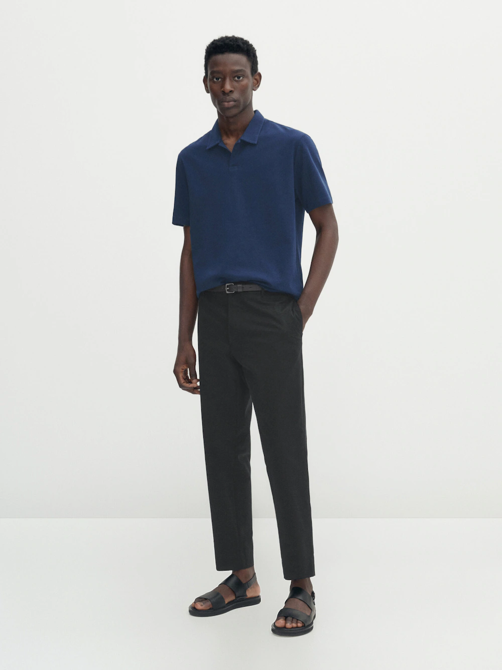 

Рубашка поло из хлопкового трикотажа Massimo Dutti, синий