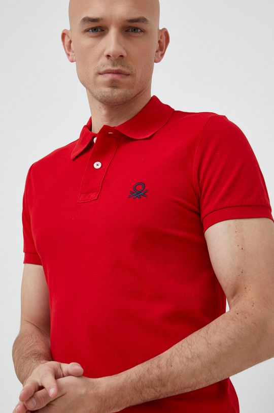 Хлопковая рубашка-поло United Colors of Benetton, красный