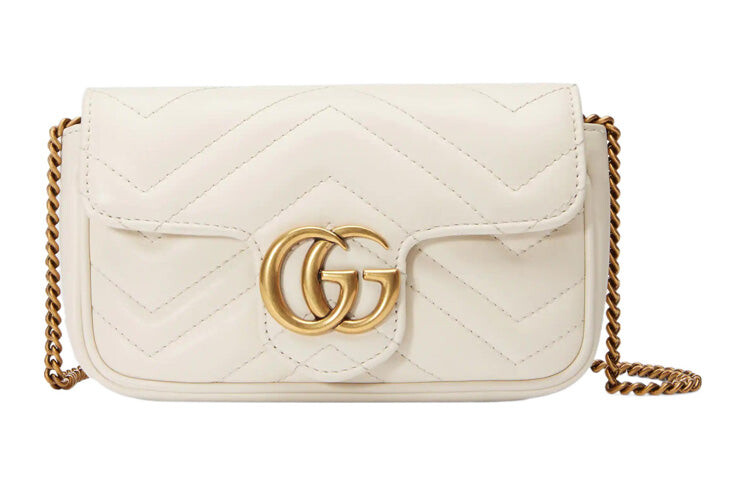 

Сумка GUCCI Silver GG Marmont кожаная, белый/золотой