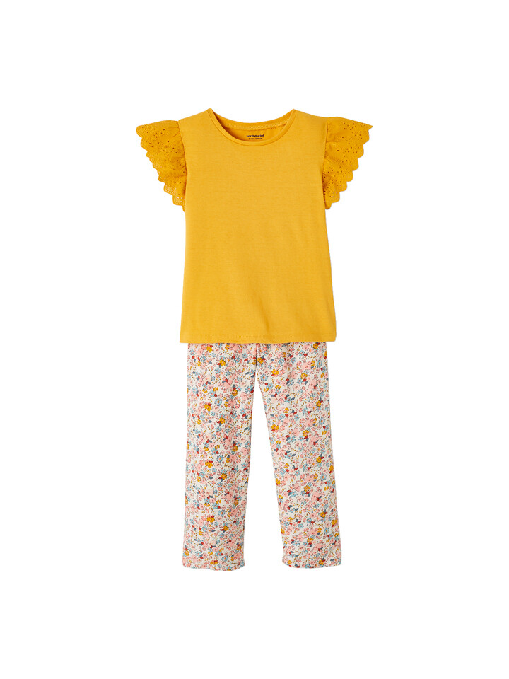 

Тканевые брюки vertbaudet 2tlg. Outfit, цвет Creme/Rosa/Gelb