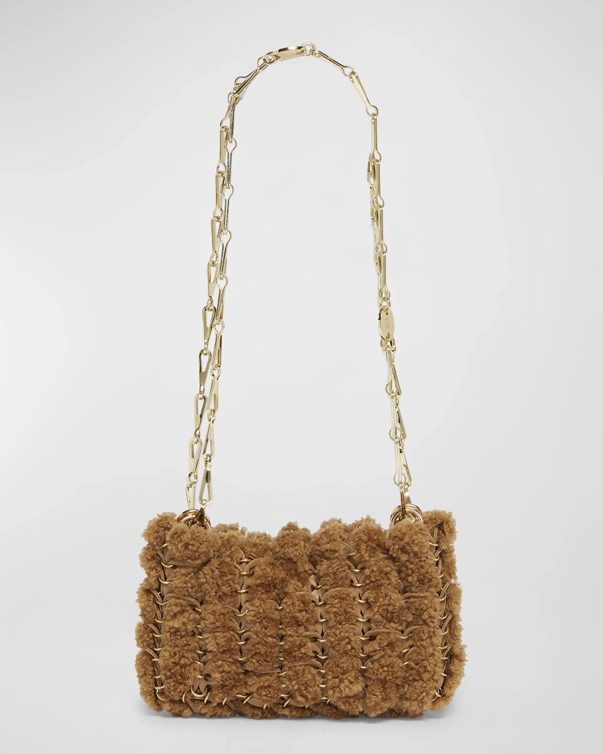 

Сумка на плечо Sac a Main Disc из овечьей овчины Rabanne, цвет Camel/Gold
