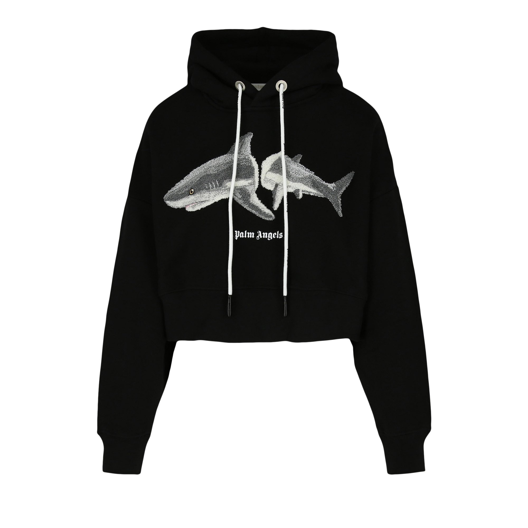 

Укороченное худи Palm Angels Shark Черный/Белый