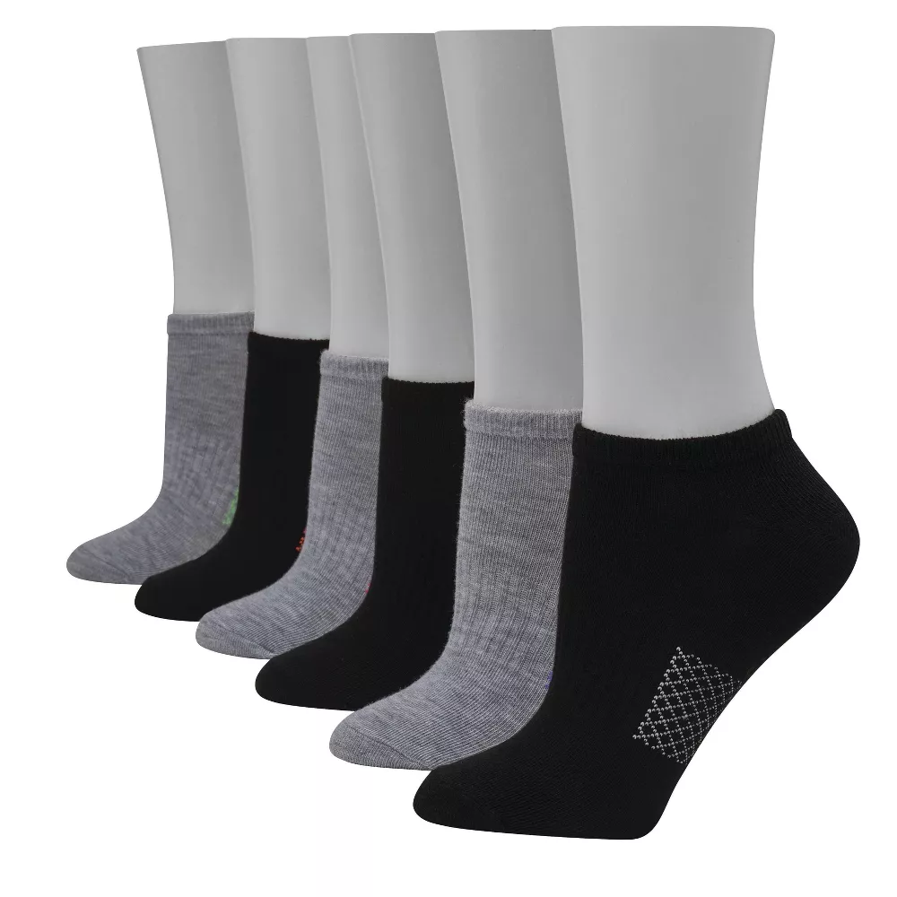 

Носки женские Hanes Premium Performance, легкие, текстурированные, с аркой, 6 пар, не показываемые, спортивные, цвет Gray/Black
