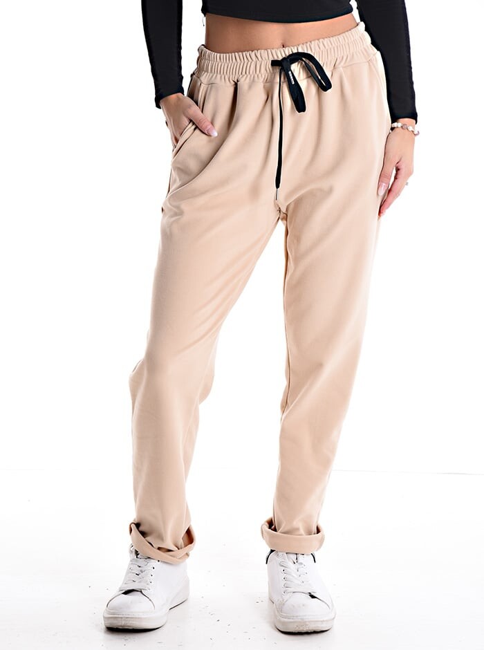

Джоггеры на кулиске на резинке с карманами, бежевый