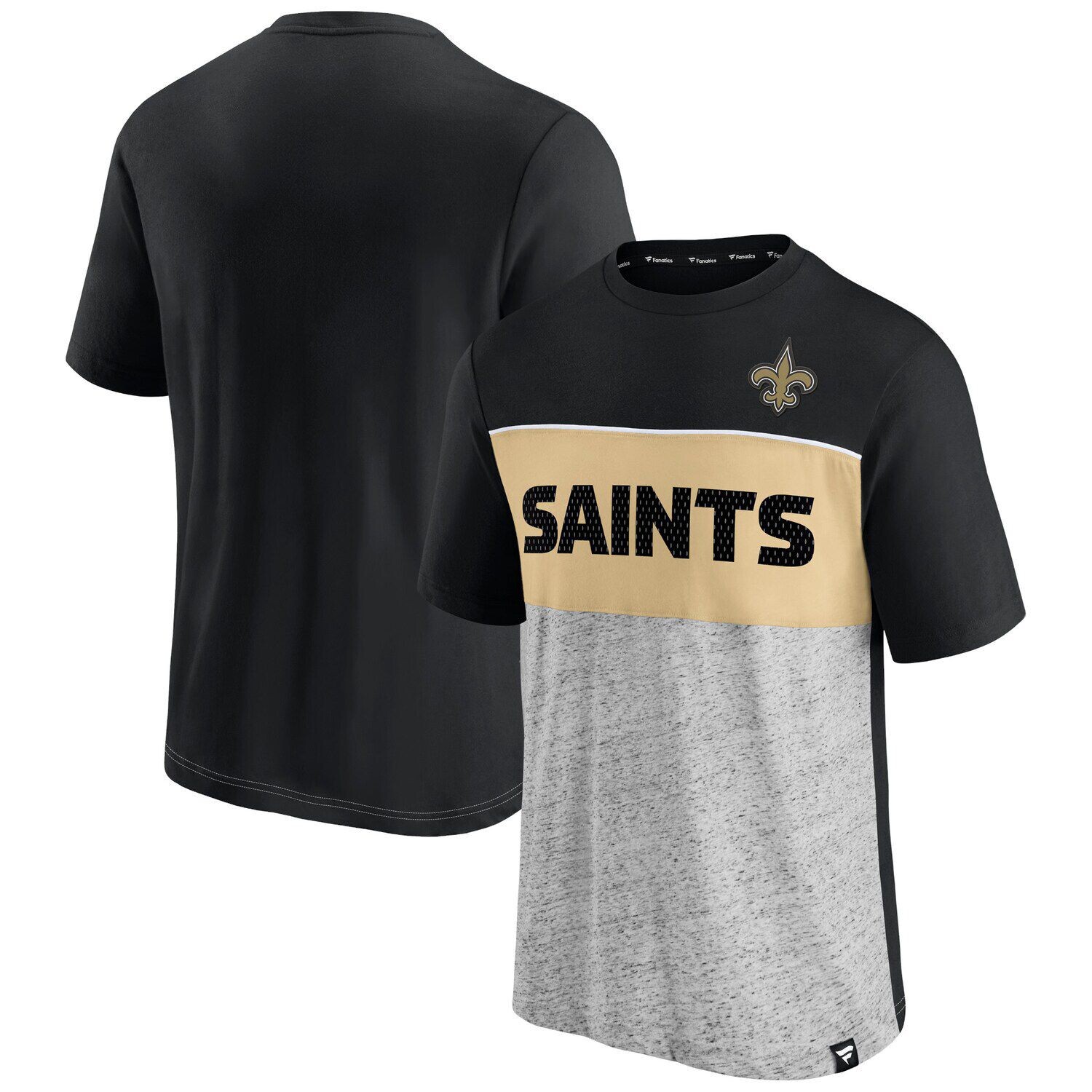 

Мужская футболка Fanatics черного/серого цвета с цветными блоками New Orleans Saints