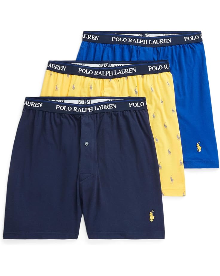 Боксеры Polo Ralph Lauren Classic Fit w/ Wicking 3-Pack Knit, цвет Cruise Navy/Yellowfin/Rugby Royal All Over Pony Player/Rugby Royal