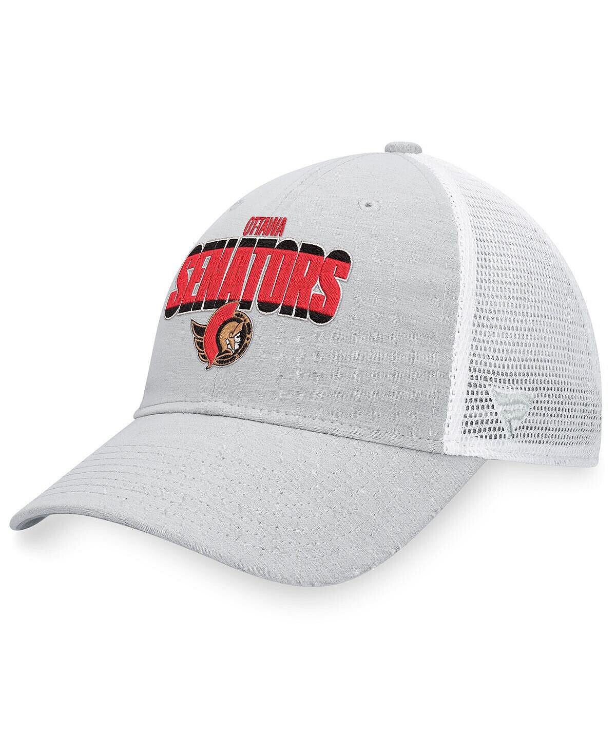 

Мужская фирменная кепка с логотипом Heather Grey, White Ottawa Senators Team Trucker Snapback Fanatics