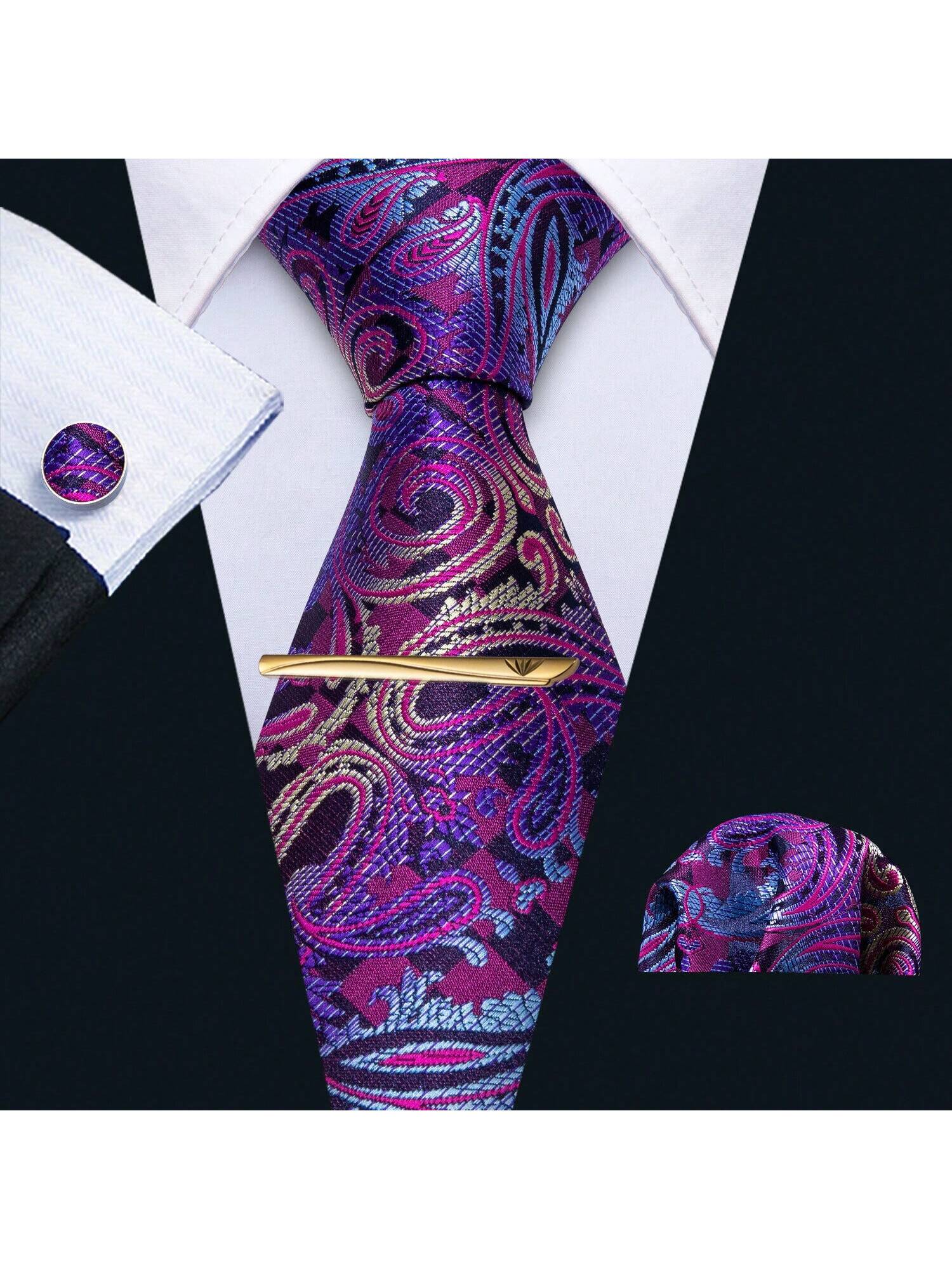 Мужской шелковый галстук Barry Wang с цветочным принтом, многоцветный