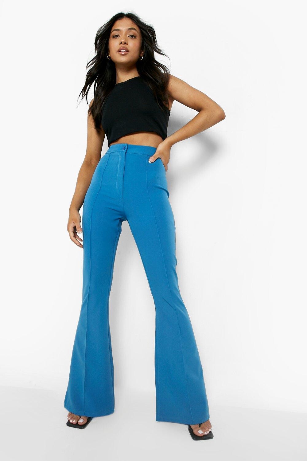 

Расшешенные брюки с деталями по швам petite Boohoo, синий