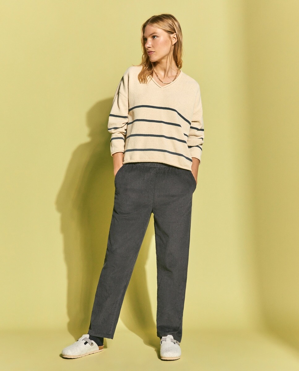

Женские вельветовые брюки морковки с мятым узором Southern Cotton, темно-серый
