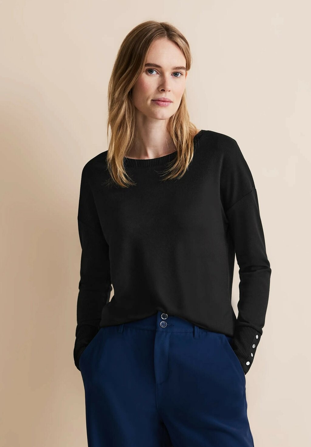 

Вязаный свитер KNOPFDETAIL Street One, цвет schwarz