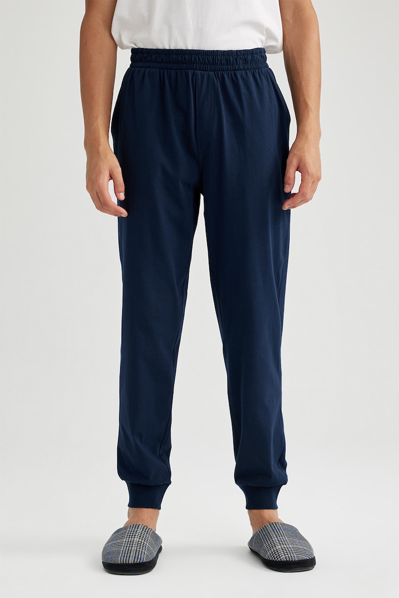 Длинные пижамные штаны из хлопка Defacto, синий