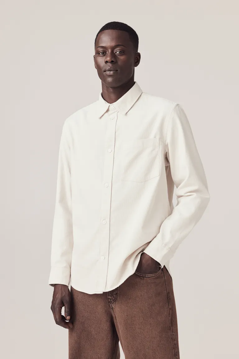 

Вельветовая рубашка обычного кроя H&M, бежевый