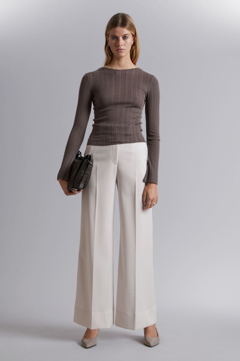 

Тонкий топ из шерсти мериноса H&M, серый