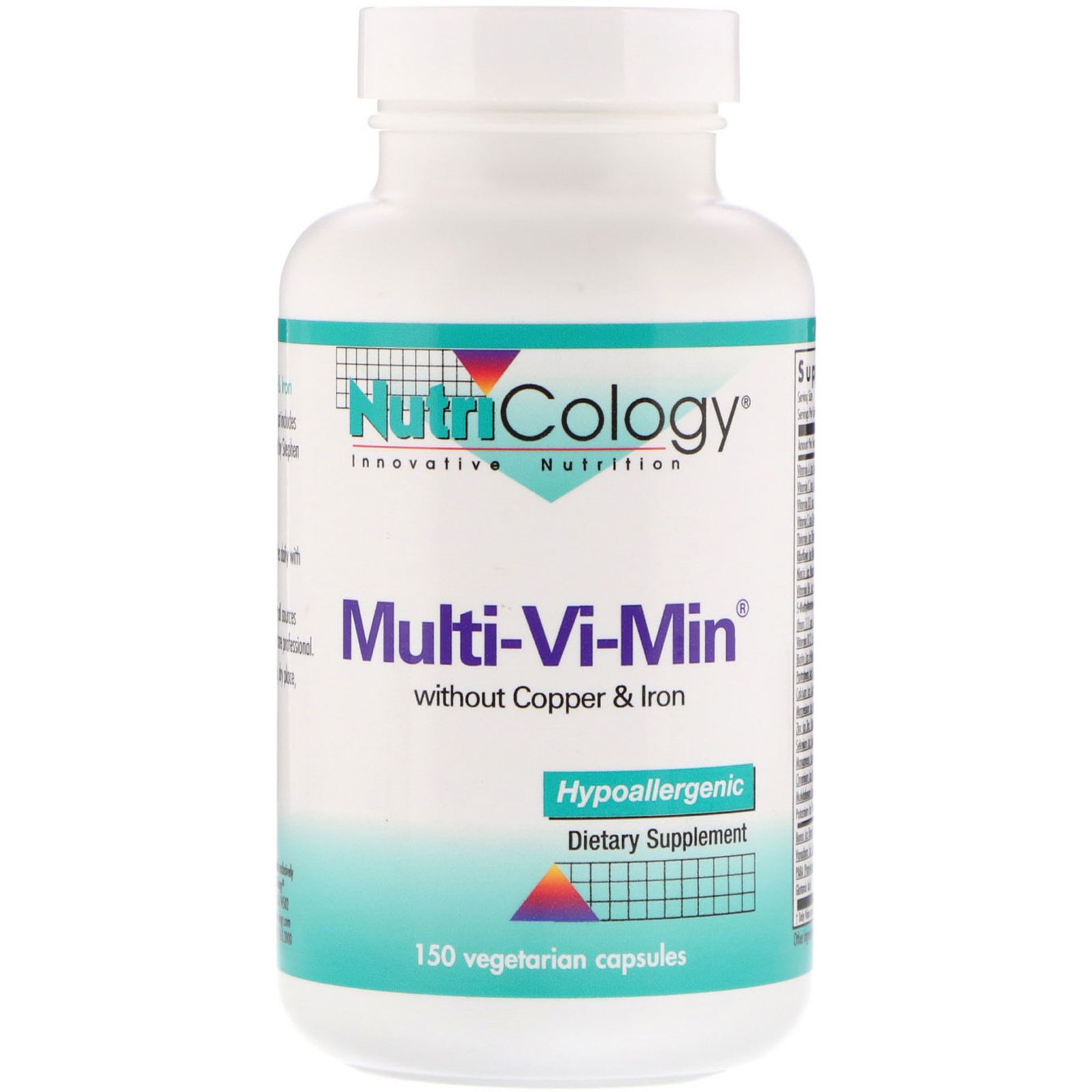 цена Nutricology Мультивитамины Multi-Vi-Min без меди и железа 150 растительных капсул