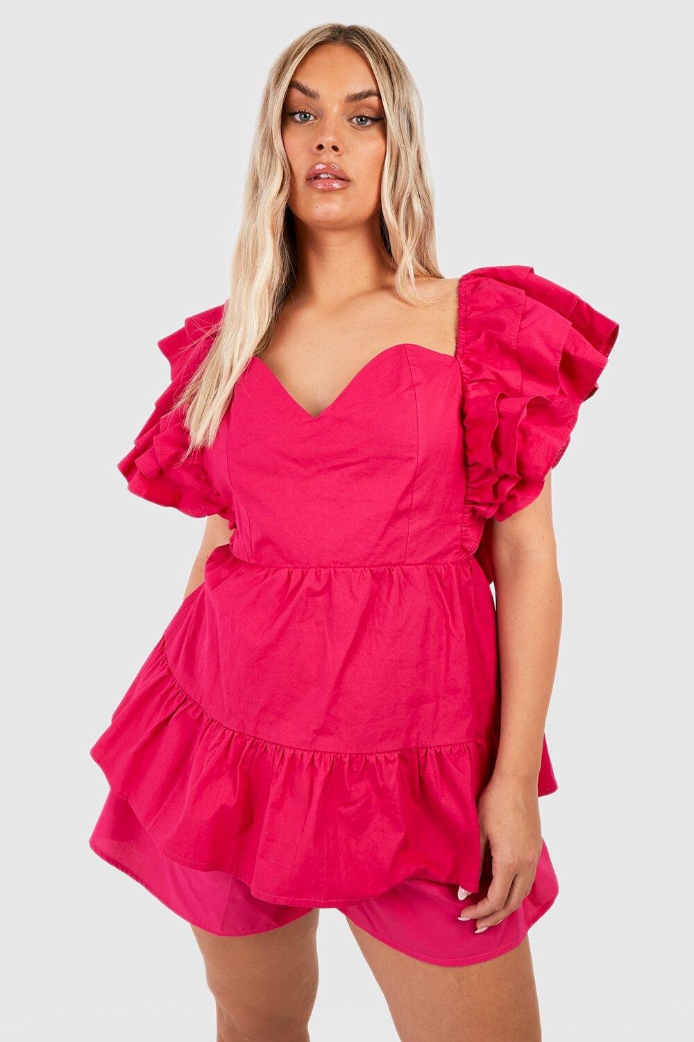 

Топ из хлопкового поплина с рукавами и рукавами Boohoo, розовый
