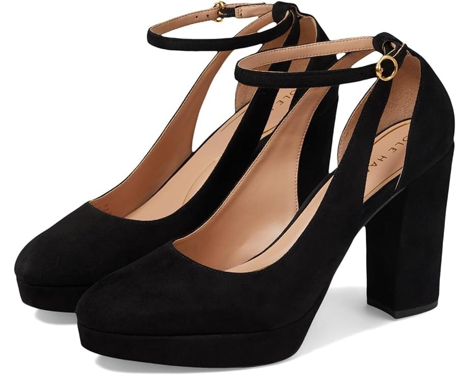 

Туфли Cole Haan Remi Platform Ankle Strap 100 mm, цвет Black Suede