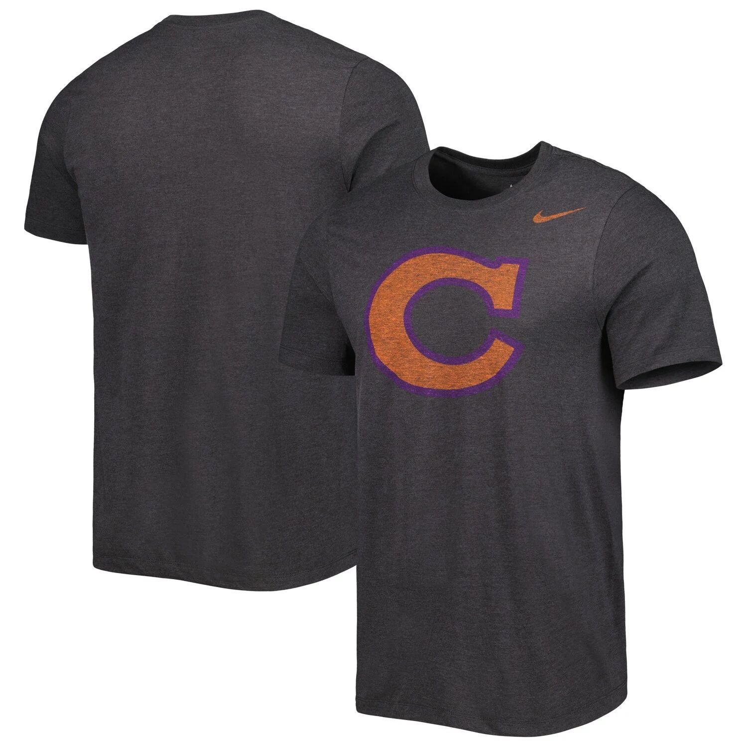 

Мужская футболка Nike Heather Charcoal Clemson Tigers Vintage Logo Tri-Blend