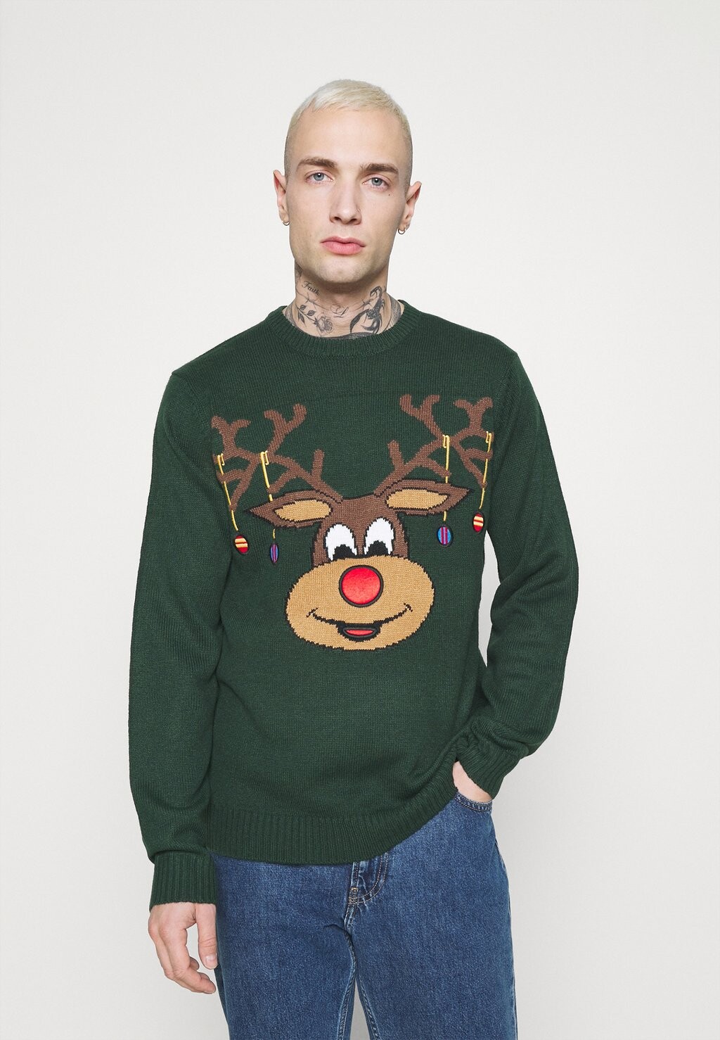 

Свитер Only & Sons Onsxmas Funny Front Badge, зеленый, Серый