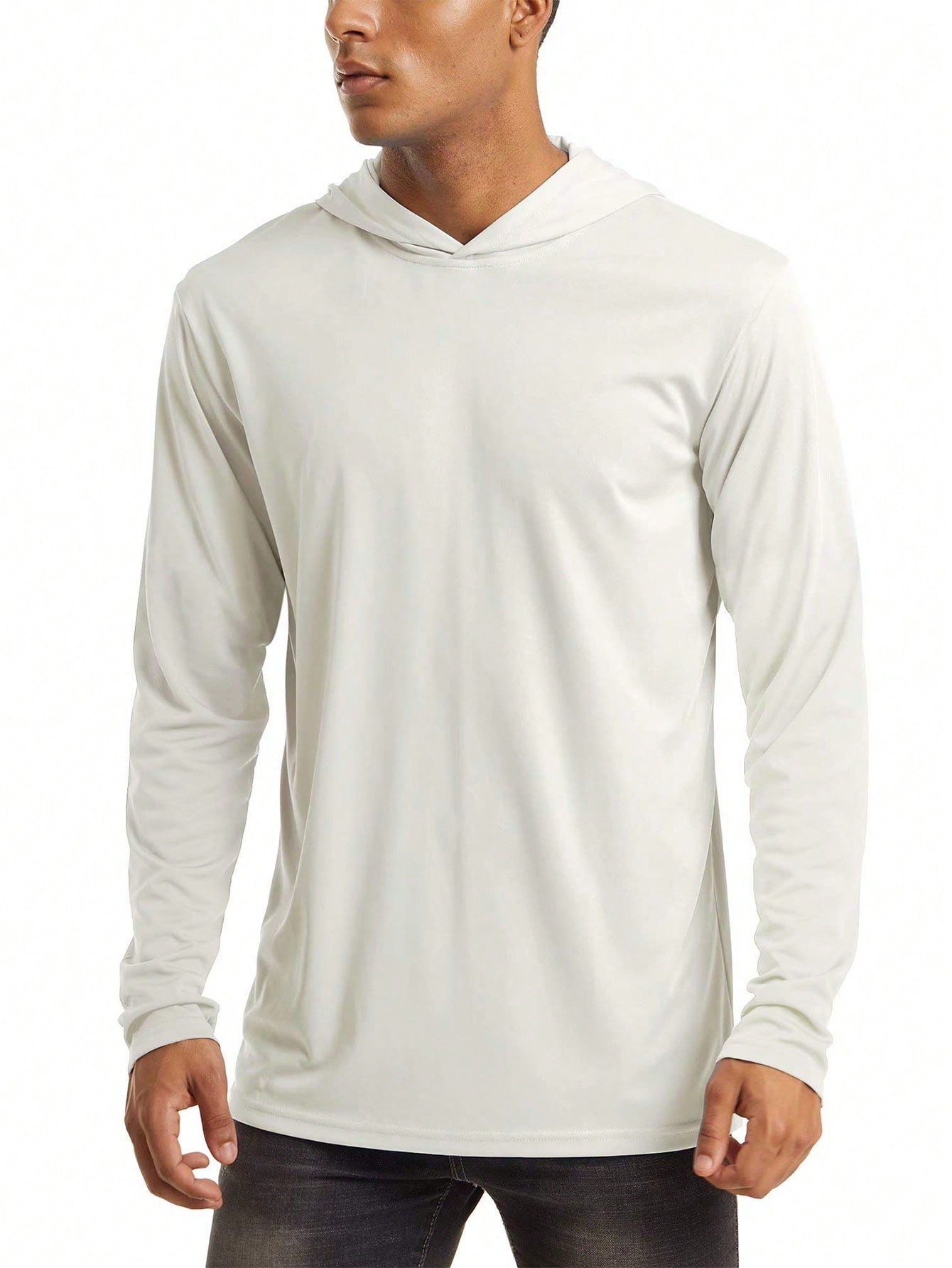 цена NASBING Мужская быстросохнущая спортивная футболка с капюшоном, белый