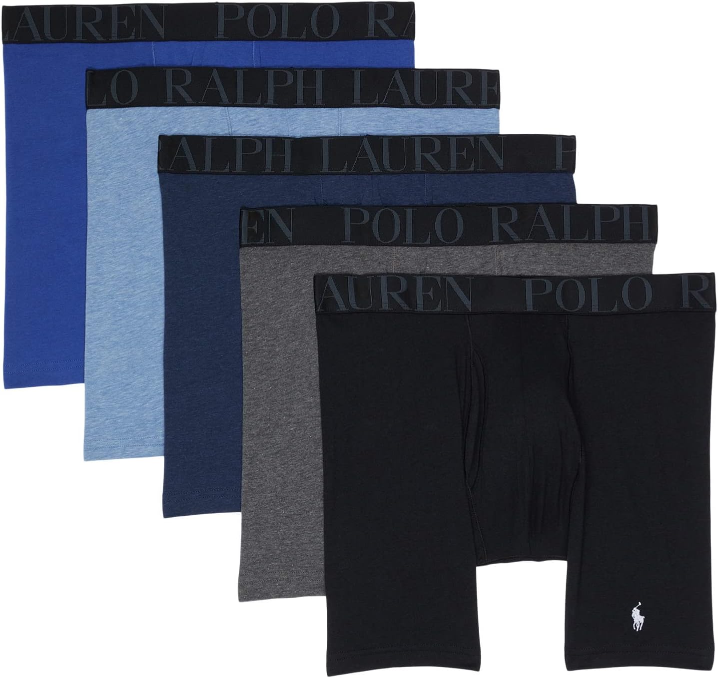Комплект из 5 классических боксеров-боксеров эластичной посадки Polo Ralph Lauren, цвет Polo Black/Charcoal Heather/Pale Royal Heather/Blue Saturn/Monro