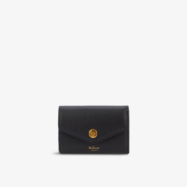 

Складной кошелек из зерненой кожи с металлической пластинкой Mulberry, черный