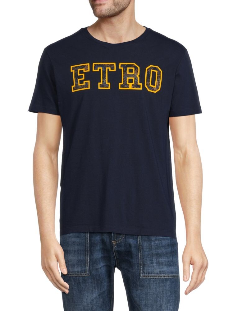 

Хлопковая футболка с логотипом Etro, синий