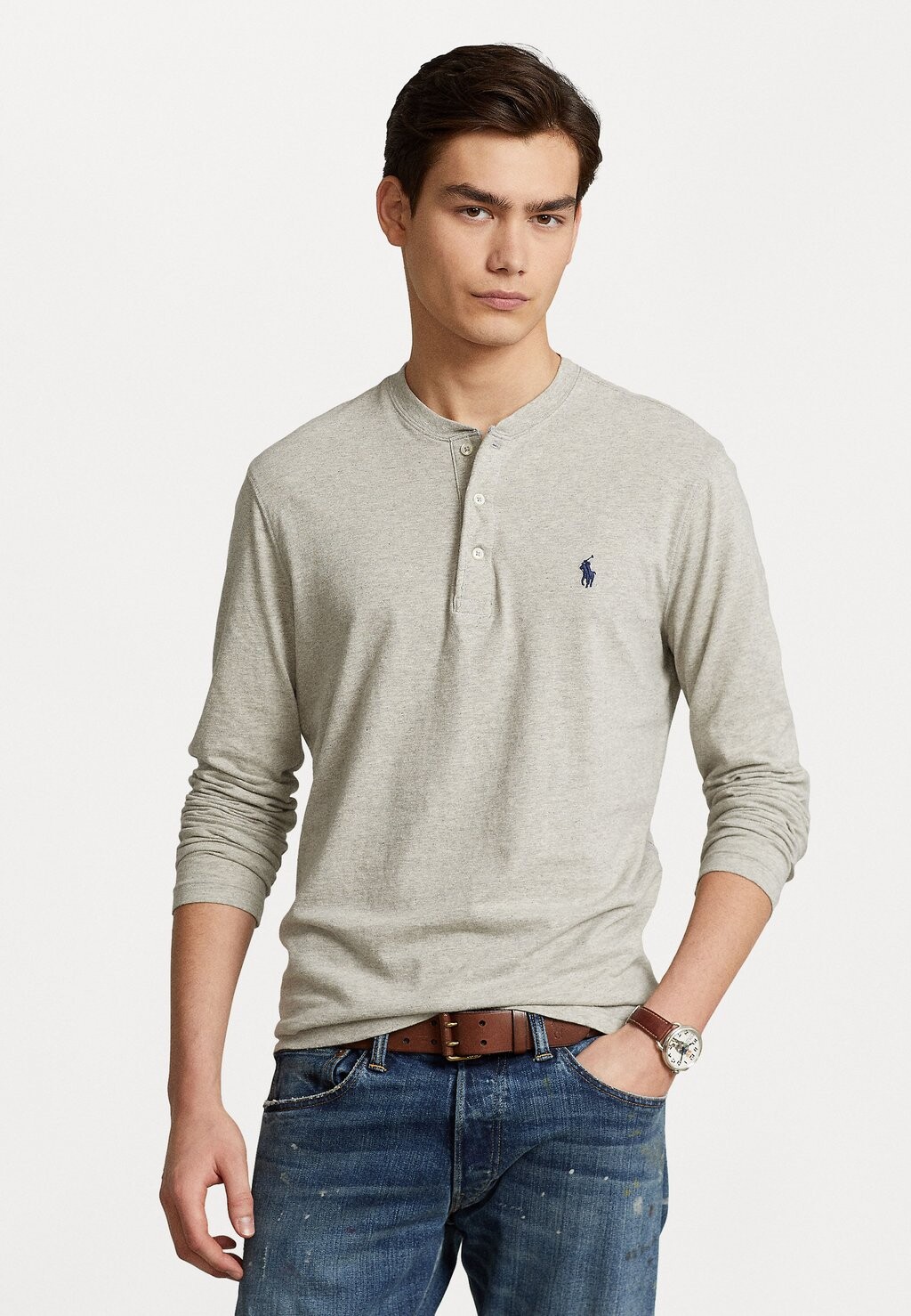 

Футболка с длинными рукавами SLUB JERSEY HENLEY SHIRT Polo Ralph Lauren, Хизер