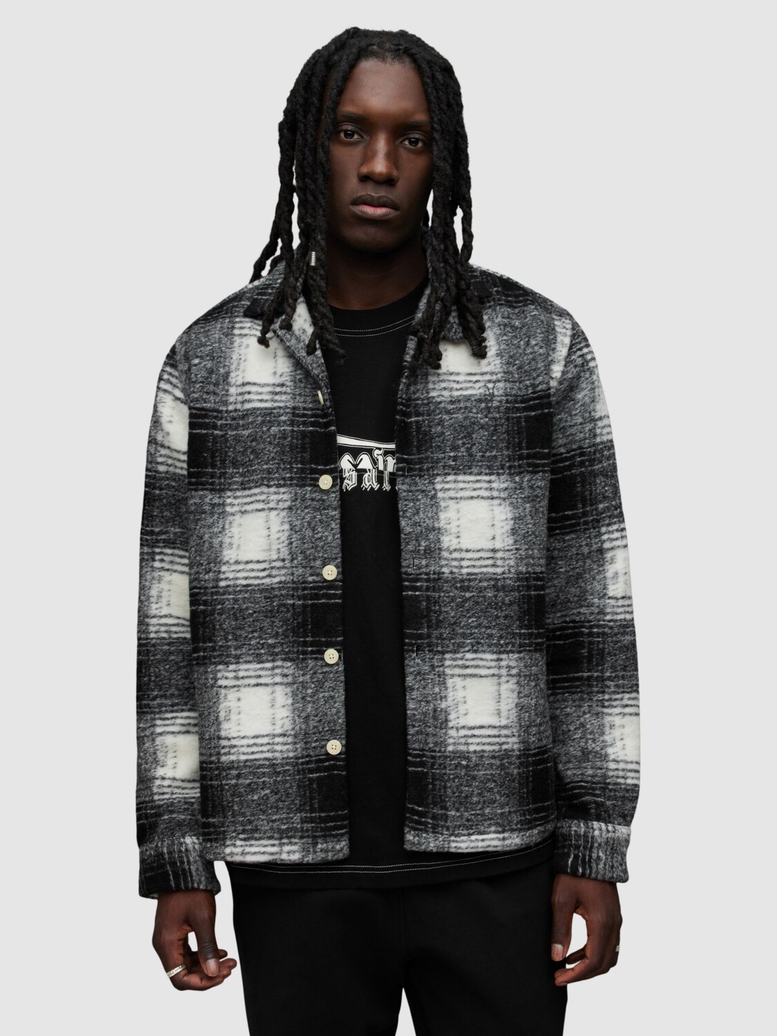 

Рубашка с длинным рукавом AllSaints Temont, черный/бежевый