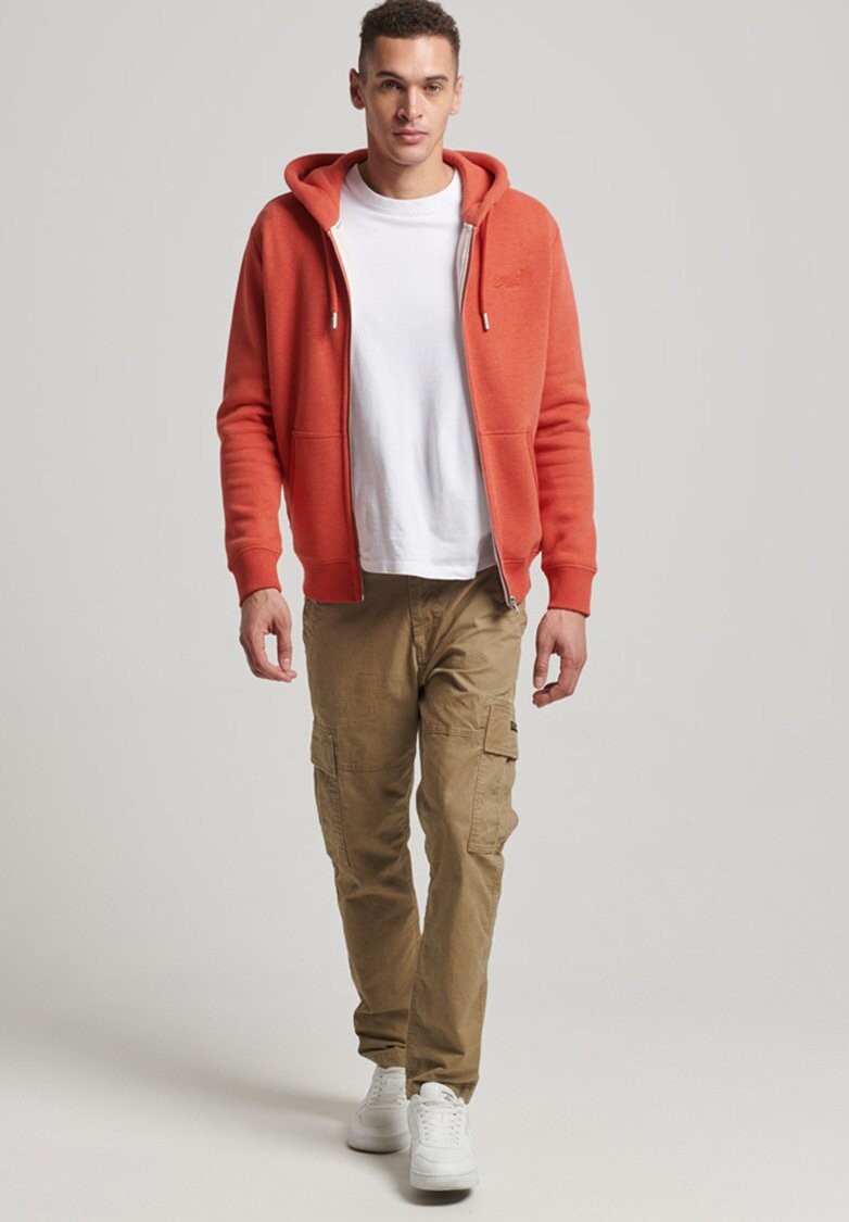 

Толстовка на молнии Superdry Vintage Logo Emb, ярко-оранжевый меланж, Красный