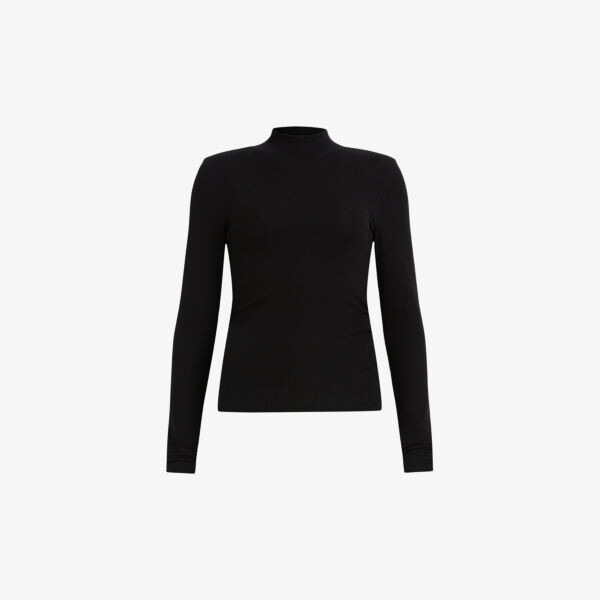 

Топ Rina из эластичной ткани с высоким воротником Allsaints, черный