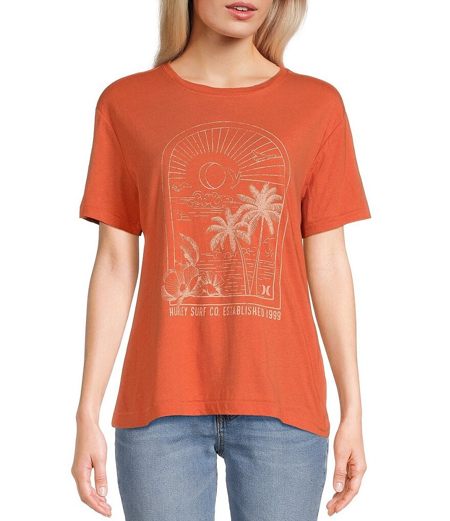 

Свободная футболка Hurley Golden Afternoon с короткими рукавами и рисунком подруги, оранжевый