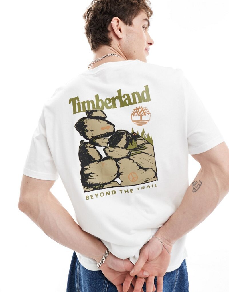 

Белая объемная футболка с принтом на спине Timberland bouldering rock