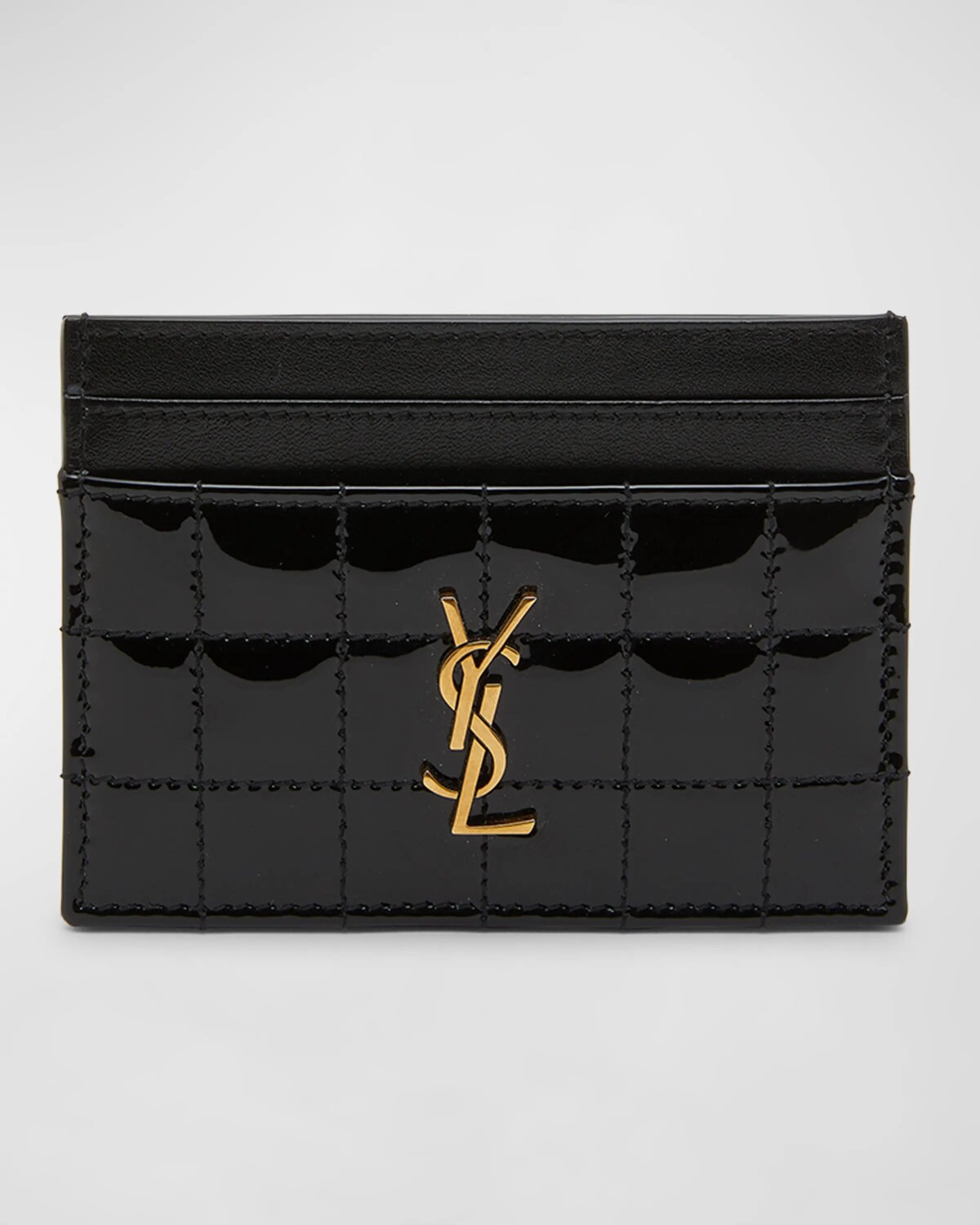 

Стеганый лакированный визитница Fragments YSL на молнии Saint Laurent, цвет Noir