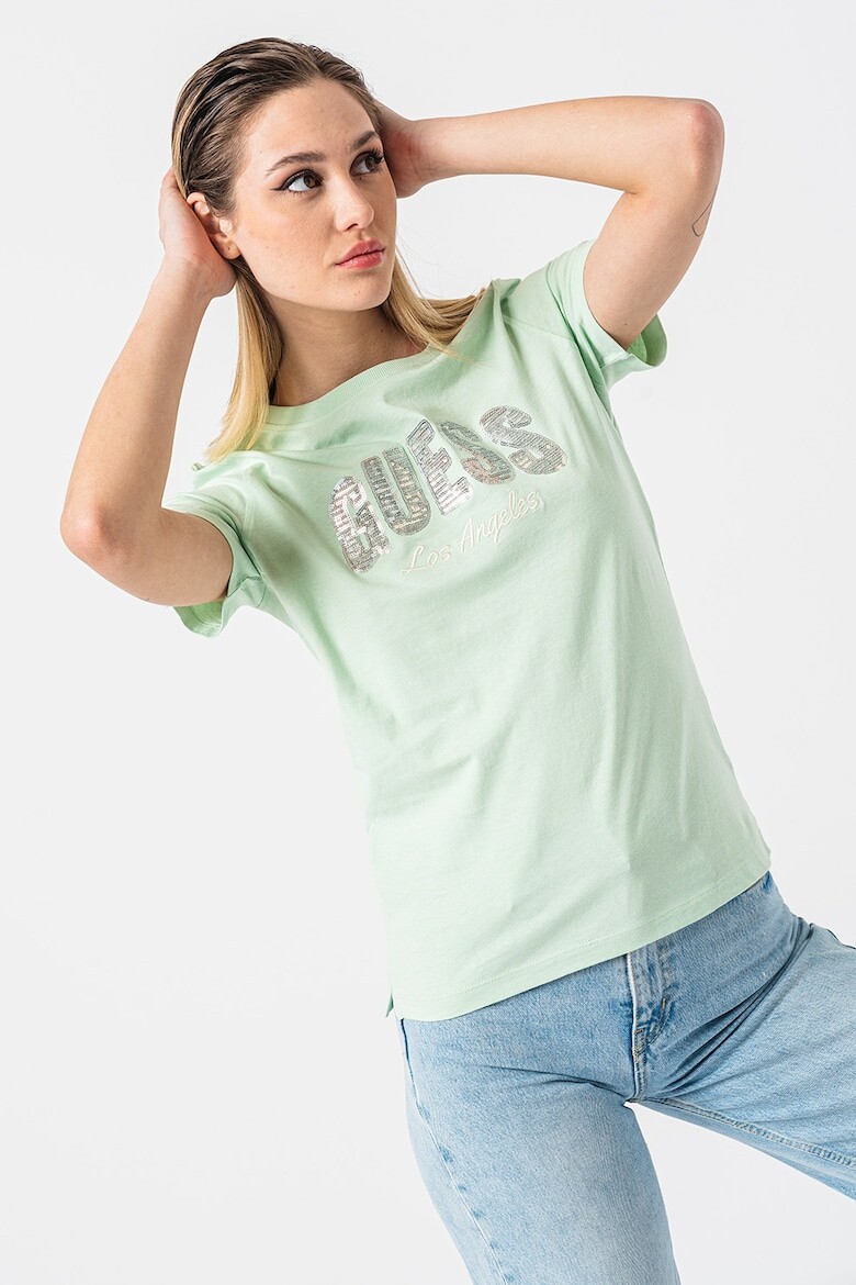 

Футболка с логотипом из пайеток Guess, зеленый