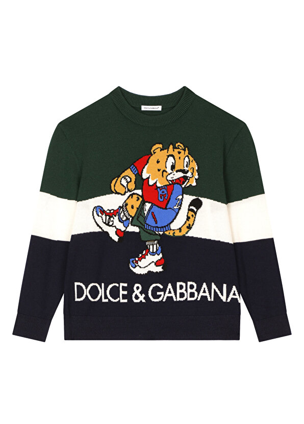 

Шерстяной свитер для мальчика с цветным логотипом Dolce&Gabbana