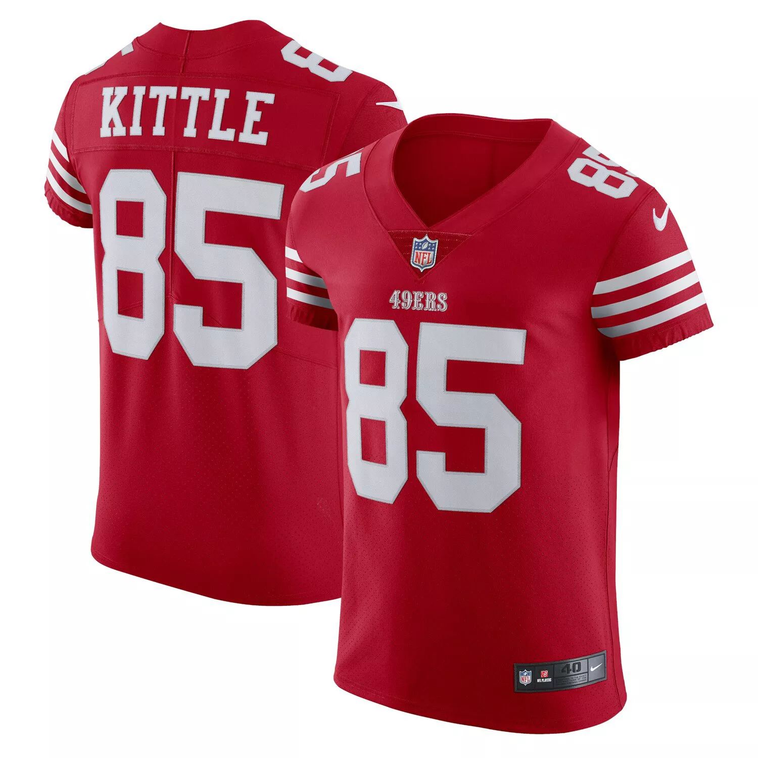 Мужская майка George Kittle Scarlet San Francisco 49ers Vapor Elite Nike мужская футболка jerry rice scarlet san francisco 49ers vapor elite для пенсионеров nike