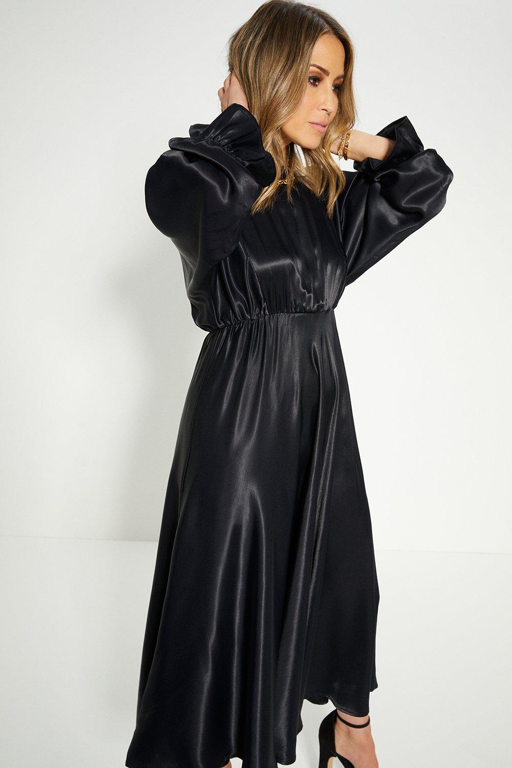 цена Миниатюрное атласное платье миди с блузкой Rachel Stevens Oasis, черный