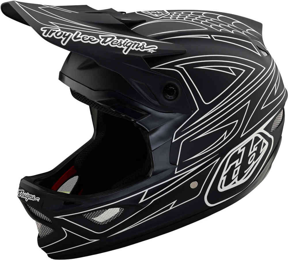 Шлем для скоростного спуска D3 Fiberlite Spiderstripe Troy Lee Designs, черно-белый se4 карбюраторный шлем пик troy lee designs черный оранжевый