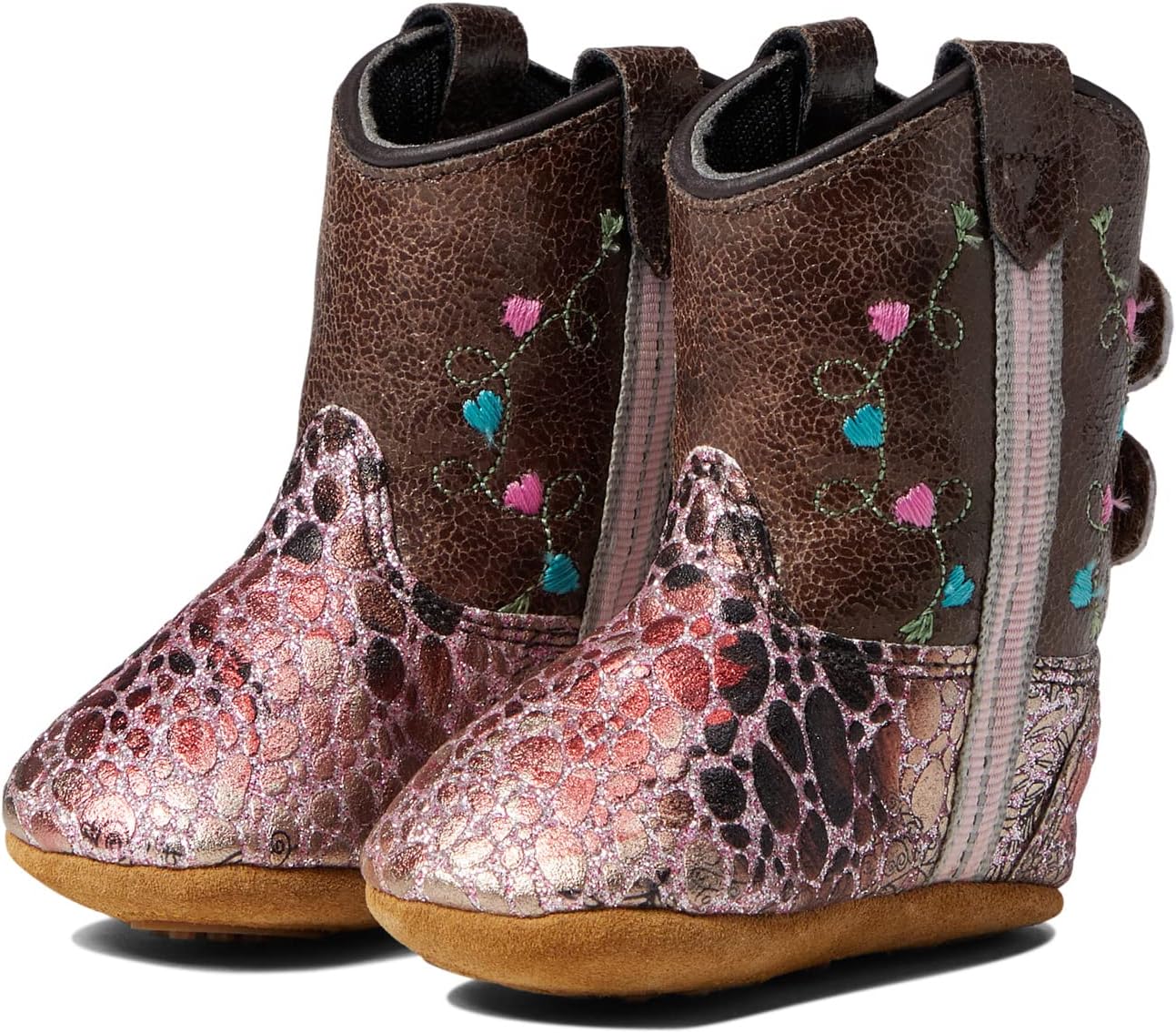 цена Обувь для малышей Babe Old West, цвет Antique Pink Foot/Brown Crackle Shaft