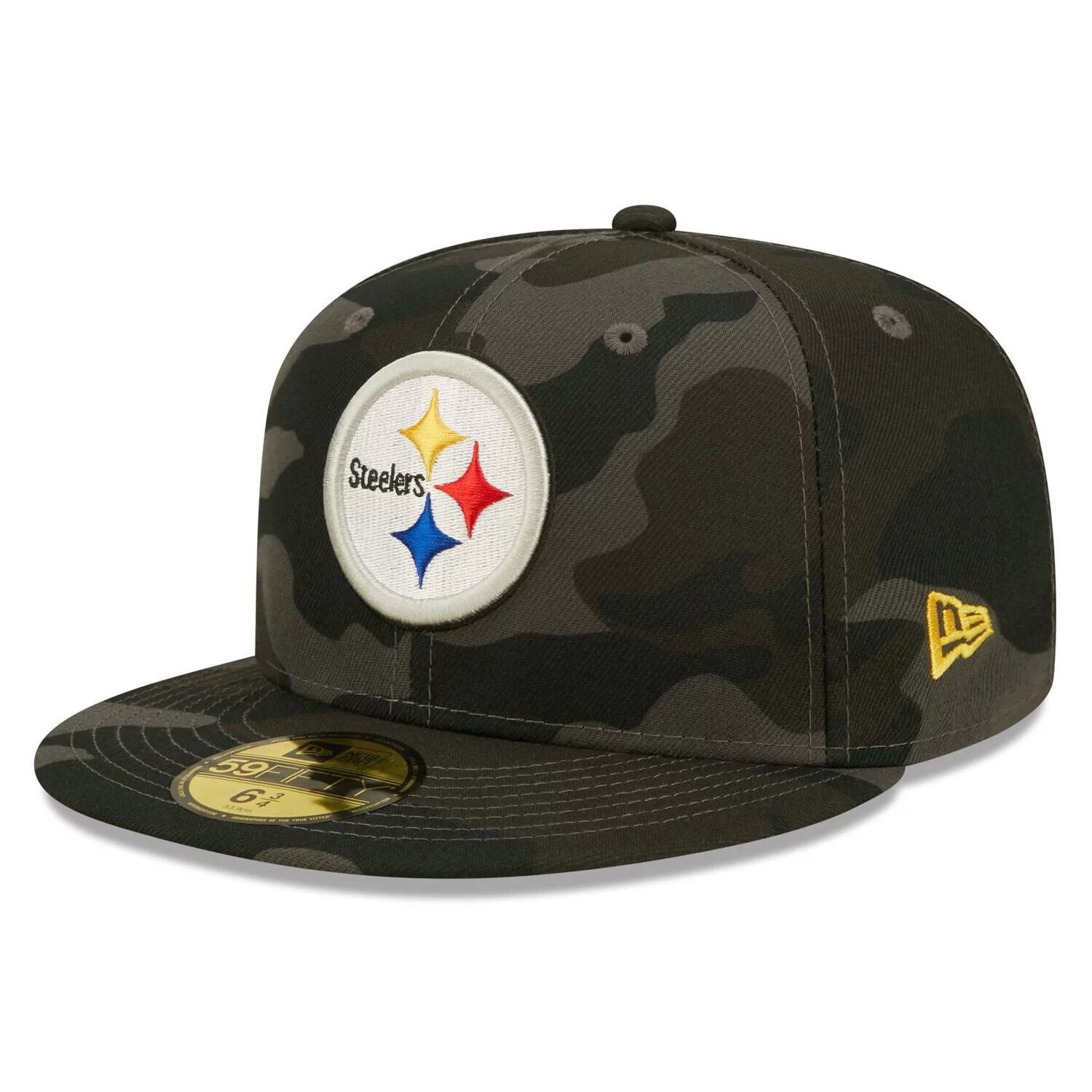 

Мужская облегающая шляпа New Era Black Pittsburgh Steelers Camo 59FIFTY